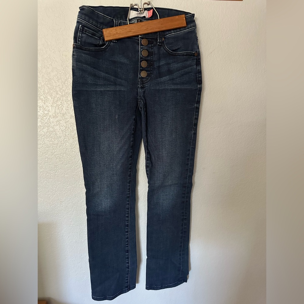 Cabi Button Fly Straight Legged Stretch Jeans Size 0 27 inseam